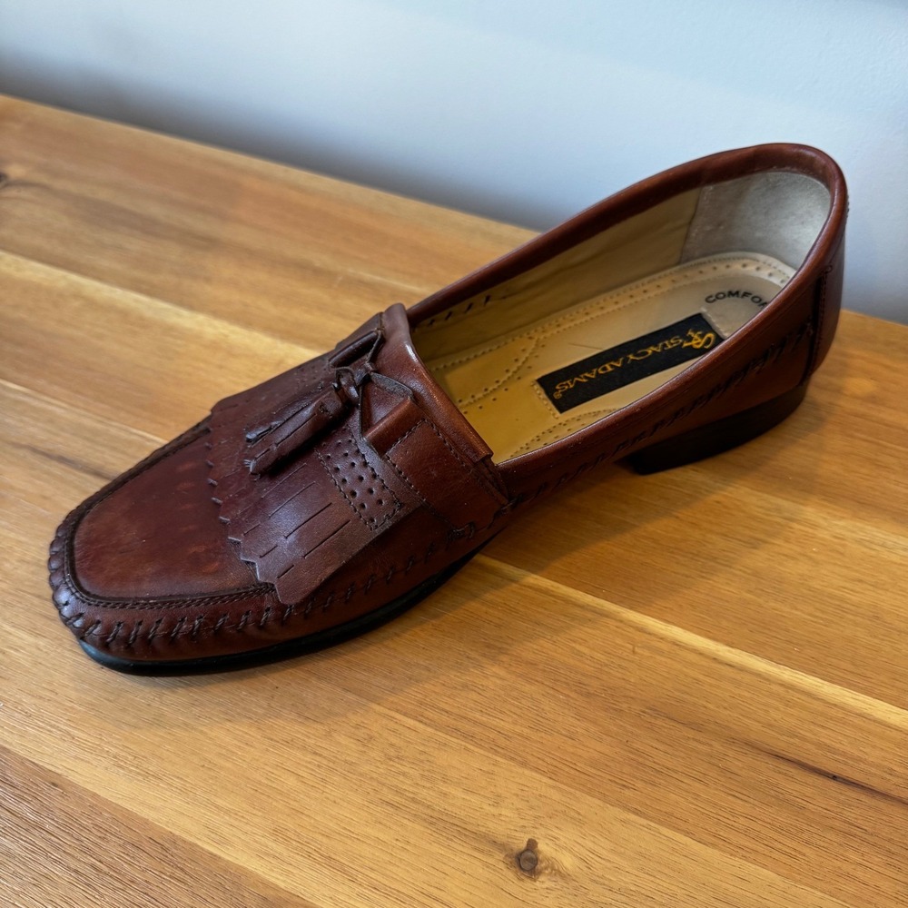 Stacy Adams Men 10 M Brown Leather Kiltie Tassel Loafer 25985 Comfort Plus - Picture 3 of 16